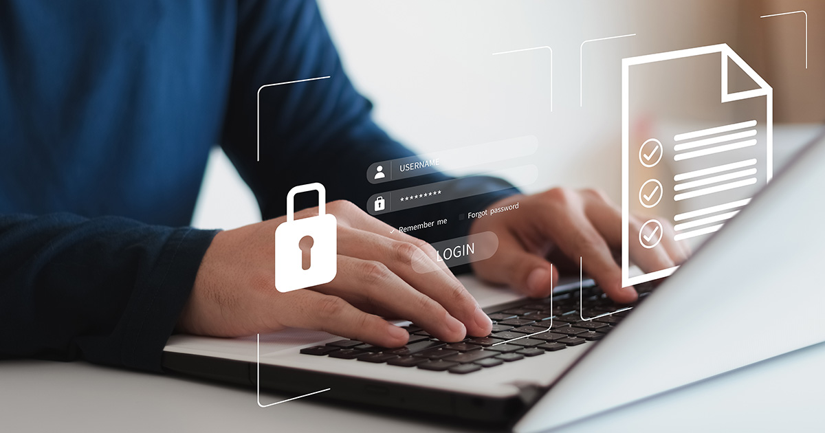 Konzept der Cybersicherheit, Informationssicherheit und Verschlüsselung, sicherer Zugriff auf die persönlichen Daten des Benutzers, sicherer Internetzugang, Cybersicherheit.